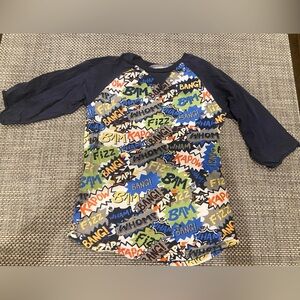 New Hatley Sz 7 Kid’s Graphic Power Hero Print Raglan Baseball Style T-Shirt